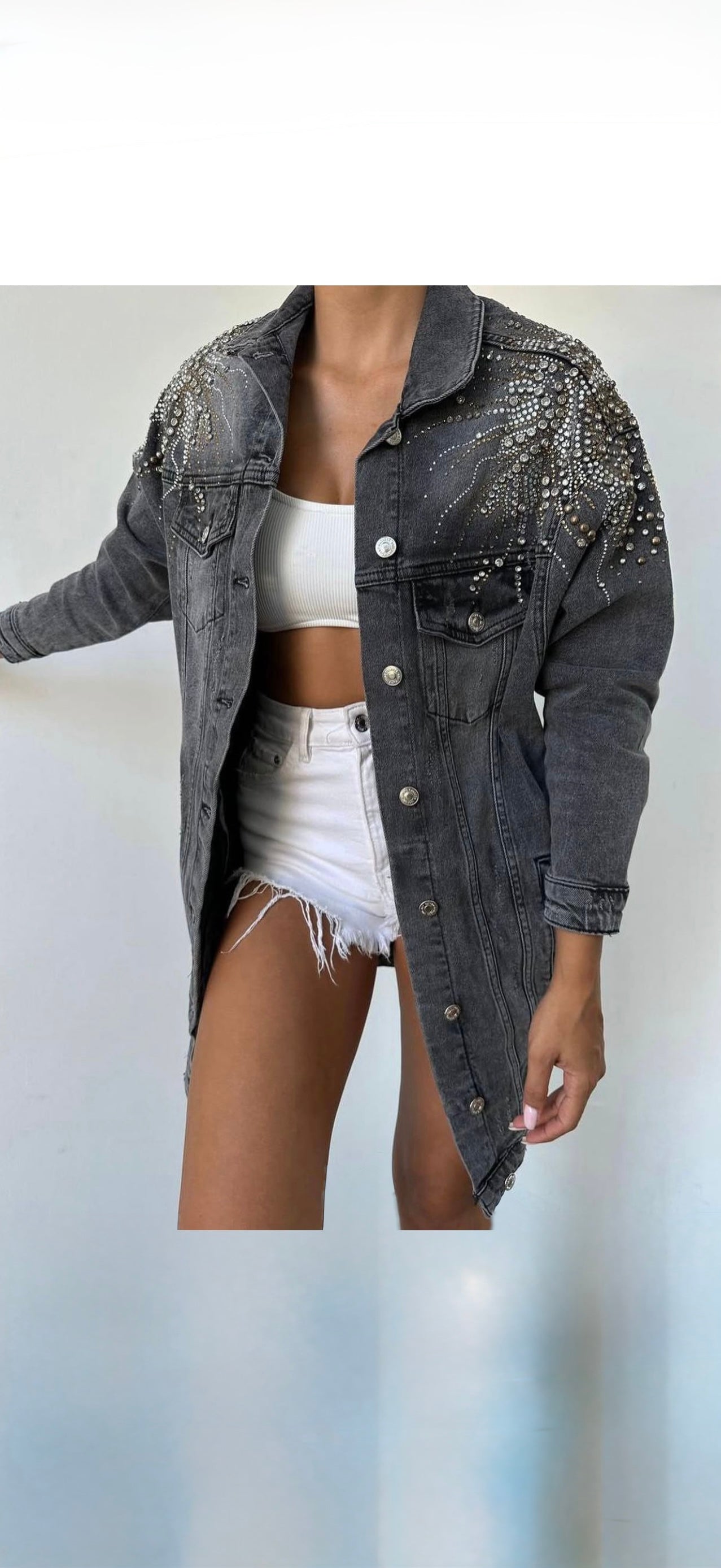 Denim Rhinestone Jacket