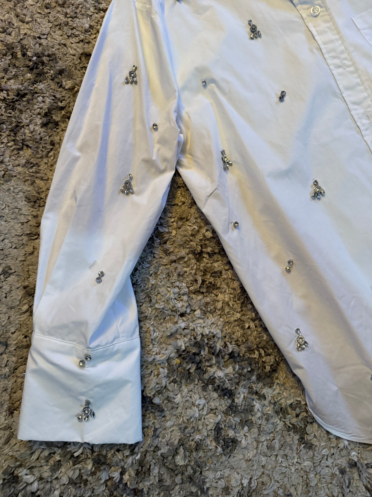 Crystal Collar Long Sleeve Top